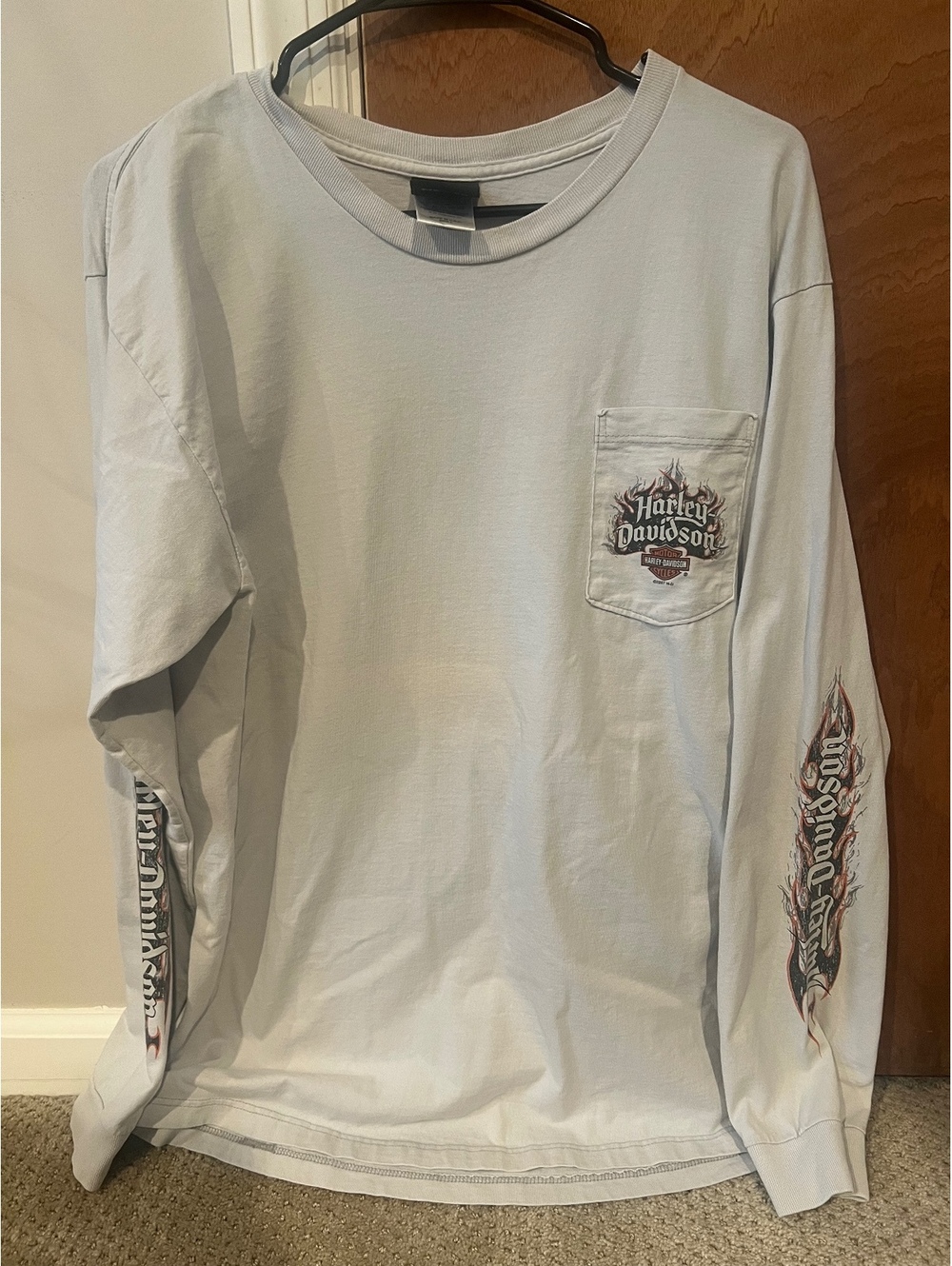 Light Grey Harley Davidson Long Sleeve Shirt